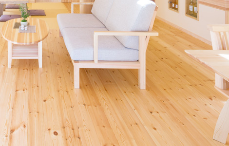 床材には天然無垢材30ｍｍ厚を使用